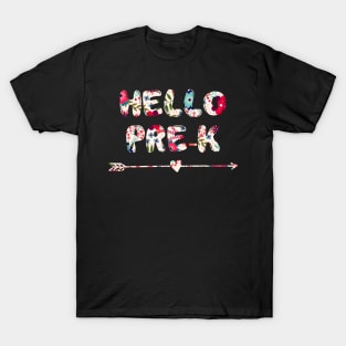 Floral Hello Pre-K team teacher student back to school gift T-Shirt